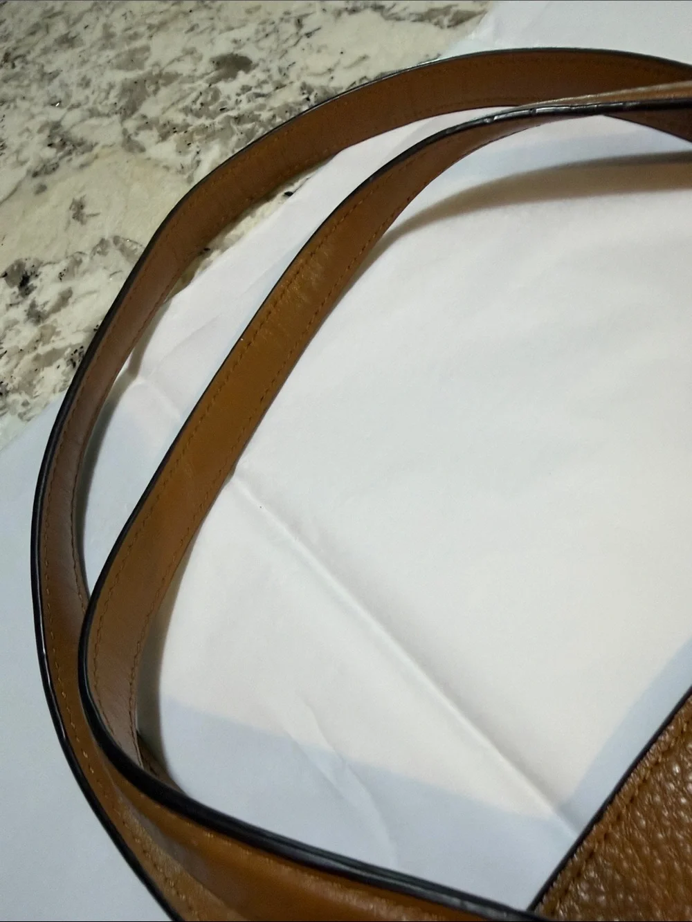 Michael Kors Cognac Pebbled Leather Shoulder Tote with Gold Hardware